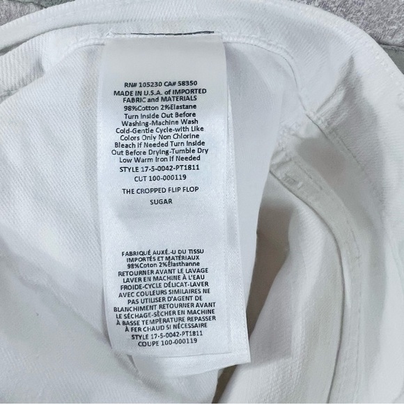 Current/Elliott The Cropped Flip Flop Raw Hem Jeans in Sugar White Size 25 - Picture 10 of 10